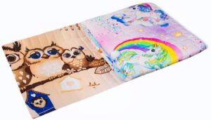 Покрывало детское стёганное 110*140 бязь, двустороннее единорожки/сова