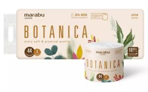 Бумага туалетная MARABU Botanica БЕЖЕВАЯ 3-х слойная на втулке  (упаковка-10 рулонов)