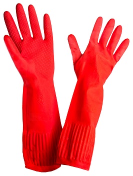 Перчатки резиновые длинные красные Китай р. М