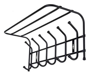 Вешалка настенная металлическая 6 крючков+полка, цвет чёрный