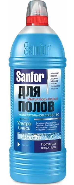 Средство для полов Sanfor Ультра блеск Прохлада водопада 1л