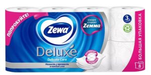 Бумага туалетная на вт ЗЕВА ДЕЛЮКС 3сл  8рул БЕЛАЯ 1/7