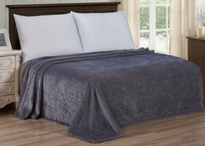 Плед Cleo PINOLI ЕВРО (200*220 см), велсофт тёмно-серый