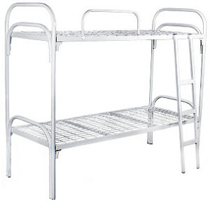 Кровать двухъярусная КМЛдв 80/2/2/5 БЕЛАЯ 80*190, 5*10 см, ДВОЙНАЯ НОЖКА,С 2 УСИЛЕНИЯМИ(лест+огражд)