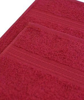 Полотенце махровое с бордюром "косичка" 70*140 бордовое (440г/м2)