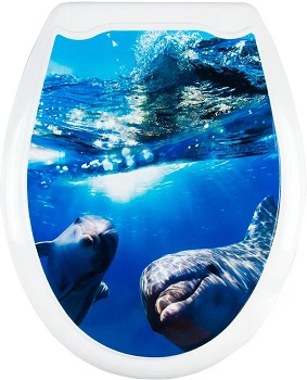 Сиденье д/унитаза с рисунком цв. Дельфины 1/10 450х370х50