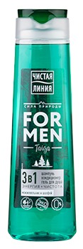 Чистая линия FOR MEN 3в1 шампунь-кондиционер-гель для душа 400мл