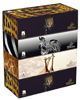 Салфетки в коробке INSHIRO Сафари 2-х слойные белые 250шт РАЗМЕР ЛИСТА 21*19 см 1/60