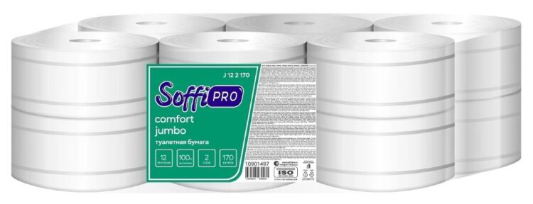 Бумага туалетная 2сл 170м белая SoffiPRO Comfort перфорация 1/12