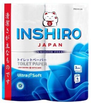 Бумага туалетная на вт INSHIRO Ultra Soft 3х сл, (1уп/4рул) в инд упак, 25 м 1/12