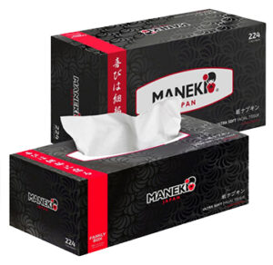 Салфетки в коробке Maneki Black&White Black с ароматом жасмина 2-х слойные, 224шт FТ678Н 1/48