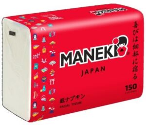 Салфетки бумажные Maneki RED 2-х слойные, 150шт в мягкой упаковке арт.FT1584H 1/48