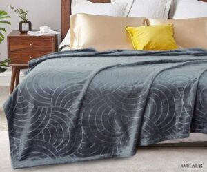 Плед CL HOME Aura 2 спальный Узоры, велсофт тёмно-серый