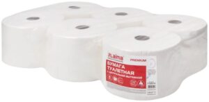 Бумага туалетная 2сл 207м PREMIUM белый с центр.вытяжкой LAIMA (Т8)1/6
