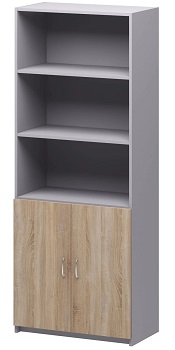 Шкаф Бюджетный для документов полузакрытый 716х349х1810 (арт. 2552) Дуб Сонома/серый