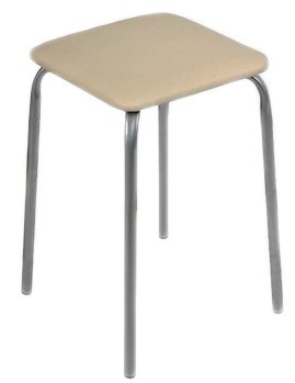 Табурет "Эконом" на 4-х опорах (квадратное сиденье), цвет слоновая кость