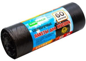 Мешки для мусора EXTRA 60л 12мкм, ПНД (1рулон-30шт)