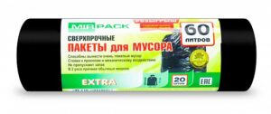 Мешки для мусора EXTRA 60л, 12мкм, ПНД (1рулон-20шт)