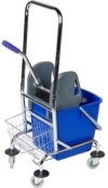 Тележка для уборки с 1 ёмкостью и отжимом, 30 л, стальная корзина, хром