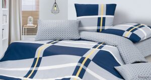 Комплект постельного белья Harmonica Квадро 2спальный, простыня на резинке 160*200, ткань сатин