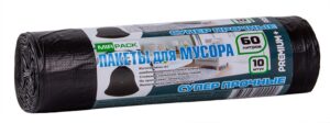 Мешки для мусора "PREMIUM+" 60л, 20мкм, ПСД  (1/10)