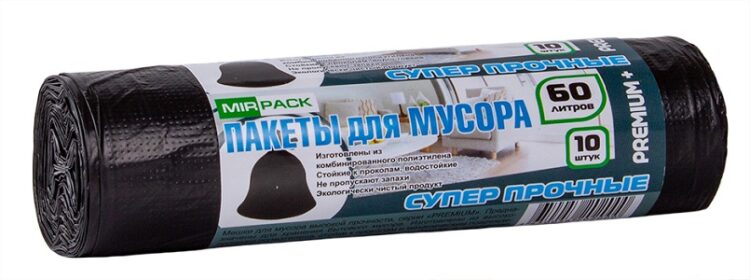Мешки для мусора "PREMIUM+" 60л, 20мкм, ПСД  (1/10)