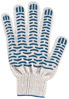 Перчатки хлопчатобумажные Люкс с ПВХ (волна), 10 класс вязки 4 нити, 40г