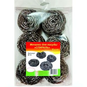 Мочалка металлическая СПИРАЛЬ (упаковка-6шт)