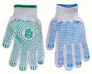 Перчатки хлопчатобумажные с ПВХ (точка), 10 класс вязки 5 нитей, 53г