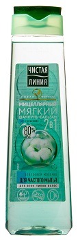 Шампунь+бальзам Чистая линия "Хлопковое молочко" 400мл мицеллярный