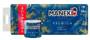 Бумага туалетная Maneki (Манеки) с ароматом океанского бриза 3-х слойная белая 39,2м (упаковка-10 рулонов)