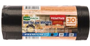 Мешки для мусора "PREMIUM+" 30л, 20мкм, ПСД (1рулон-30шт)