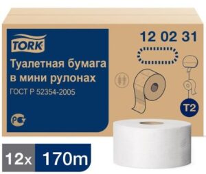 Бумага туалетная Торк 120231 Эдвенсед/Теллас T2 2-слойная 170 м (упаковка-12 рулонов)