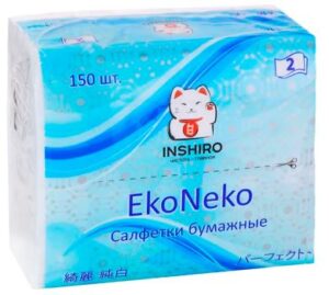 Салфетки 2-х слойные INSHIRO EcoNeko 150 шт белые, в мягкой упаковке