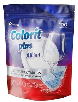 Таблетки для ПММ с водорастворимой оболочкой GRASS Colorit plus All in 1  100 штук (2кг)