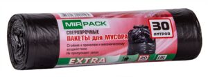 Мешки для мусора 30л,12мкм,ПНД, черные (1рул-20шт) EXTRA 1/33рул