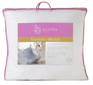 Подушка ECOTEX Лебяжий пух 68*68, наполнитель микроволокно DownFill, чехол перкаль